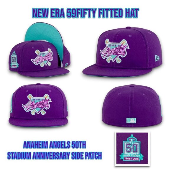 New Era Anaheim Angels Grape Soda 59FIFTY Fitted Hat Exclusive Size 7 3/8 _A1